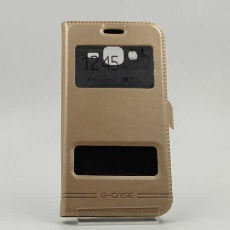 Кожаный противоударный чехол-книжка G-CASE Samsung Galaxy J5 Gold