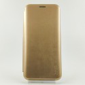 Кожаный противоударный чехол-книжка Hoco Samsung M11 Gold