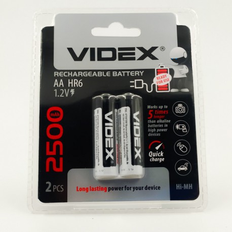 Аккумуляторы никель-металлогидридные Videx AA 2500 mAh (2 шт)