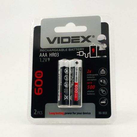 Аккумуляторы никель-металлогидридные Videx AA 600 mAh (2 шт)