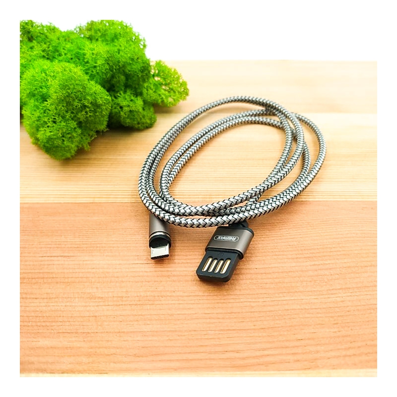 Магнитный USB-Micro USB кабель в тканевой оплетке Remax RC-095m