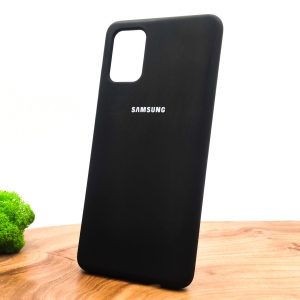 Оригинальный матовый чехол-накладка Silicone Case Samsung A71 Black