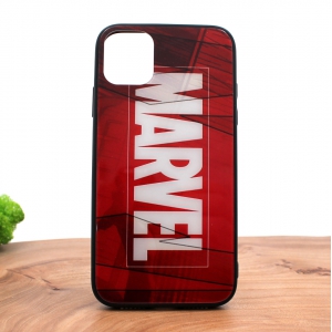 Скляний ударостійкий чохол із принтом Marvel для Iphone 11