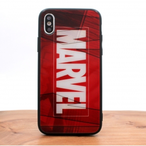 Скляний ударостійкий чохол із принтом Marvel для Iphone XS Max