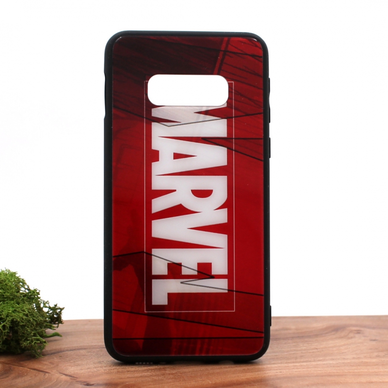 Стеклянный ударопрочный чехол с принтом Marvel для Samsung S10e