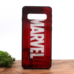 Скляний ударостійкий чохол із принтом Marvel для Samsung S10