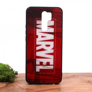 Скляний ударостійкий чохол із принтом Marvel для Xiaomi Redmi9