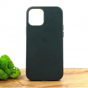 Оригинальный кожаный чехол-накладка Molan Leather Case for Apple iPhone 12 Mini Pine Green