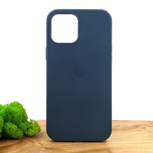 Оригинальный кожаный чехол-накладка Molan Leather Case for Apple iPhone 12 Pro Max Blue