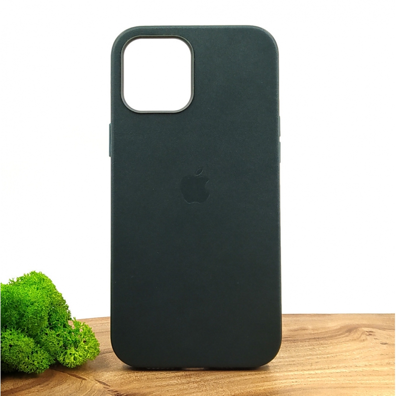 Оригинальный кожаный чехол-накладка Molan Leather Case for Apple iPhone 12 Pro Max Pine green
