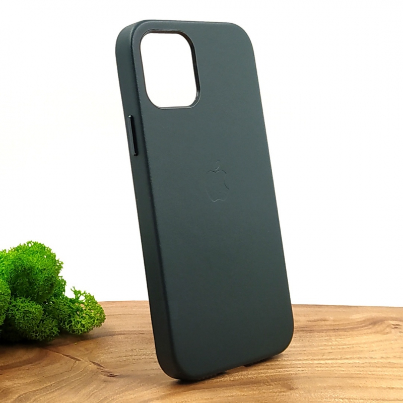 Оригинальный кожаный чехол-накладка Molan Leather Case for Apple iPhone 12 Pro Pine green