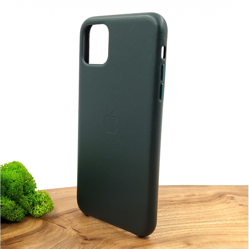 Оригинальный кожаный чехол-накладка Molan Leather Case for Apple iPhone 11 Pro max Pine green