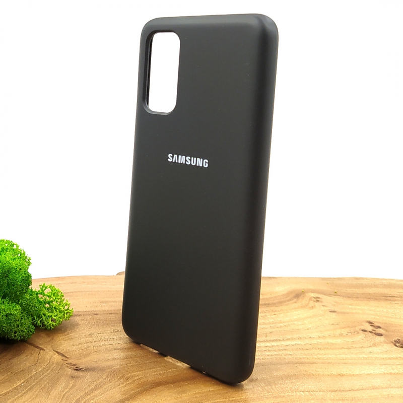 Оригинальный матовый чехол-накладка Silicone Case для Samsung S20 Black