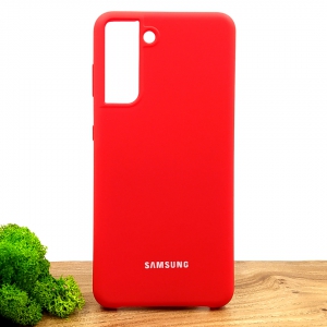 Оригинальный матовый чехол Silicone Case Samsung S21 Red