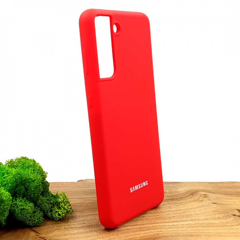 Оригинальный матовый чехол Silicone Case Samsung S21 Red