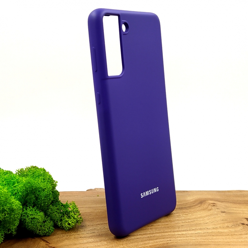 Оригинальный матовый чехол-накладка Silicone Case Samsung S21+ Purple