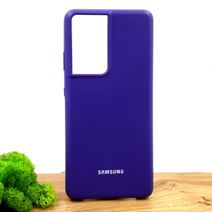 Оригінальний матовий чохол-накладка Silicone Case Samsung S21 Ultra Purple