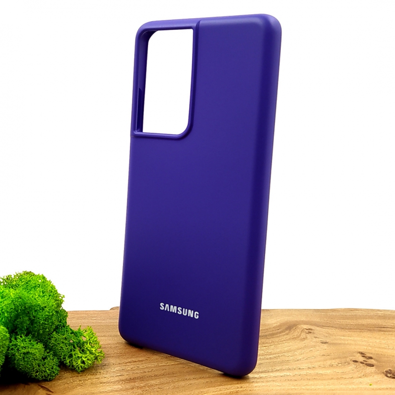 Оригинальный матовый чехол-накладка Silicone Case Samsung S21 Ultra Purple